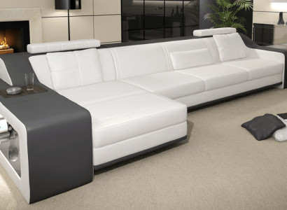 Designer Sofa Couch Corner sofa with Stool Living landscape Upholstery Suite